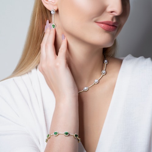 Komplet biżuterii Swan Lake: złoty, diamenty, szmaragdy